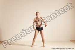 Underwear Gymnastic poses Man White Slim Bald Dancing Dynamic poses Academic